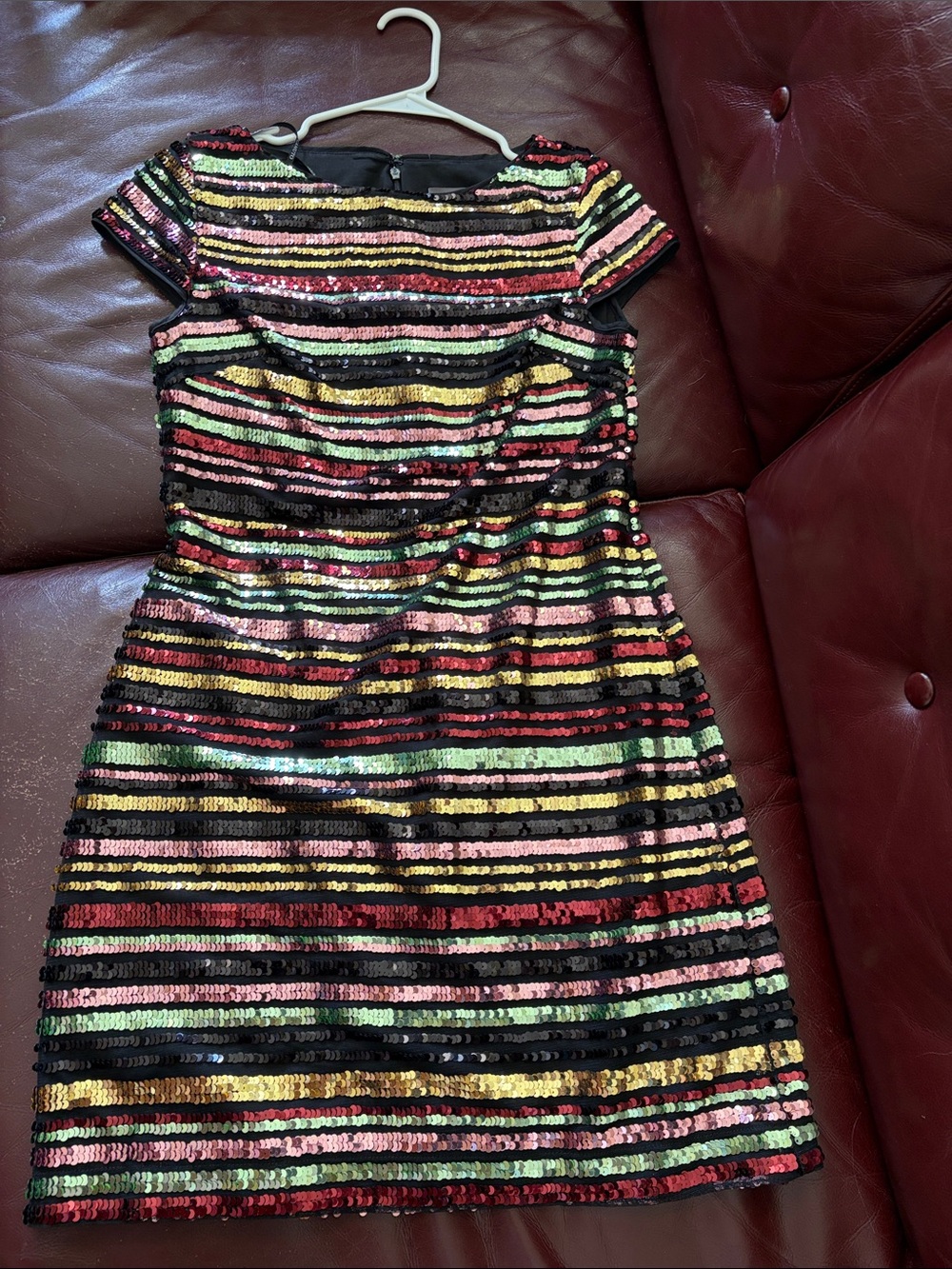 Vince Camuto Black Multicolor Striped Sequin Mini Dress